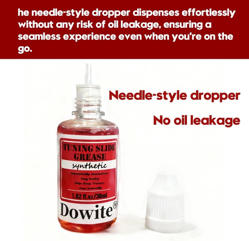 Dowite 30ml Red Tuning Slide Grease for Trumpet Trombone French Horn Tuba, High Viscosity Synthetic Lubricant for Brass Maintenance, Thick Liquid Formula for Smooth Slide Action and Airtight Seal - Image 4